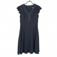 빈티지다온 도호 여 링데코 반민소매 쉬폰원피스 블랙