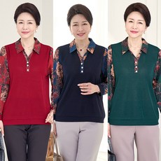 [엄마옷 로즈맘] 에르망카라니트티셔츠/5060 중년여성옷 중년블라우스 중년여성의류