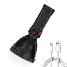 비상 캠핑용 USB 충전식 LED 손전등 루멘 슈퍼 브라이트 램프 3 가지 모드 방수 전술 플래시, [02] Without COB, [01] Black, 1개