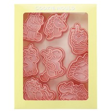 Mian Xiao Xin 비스킷 몰드 DIY 3D 입체 홈베이킹 도구 아이싱 쿠키스탬프 8종 세트, 유니콘, 1개