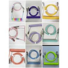 키보드항공케이블 USB C타입 기계식 코일형 커스텀, 1개, 파란색 1.8M