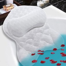 DR SHOWER 목욕 베개 강력한 미끄럼 방지 흡착 컵과 편안한 4D 에어 메쉬 베개로 욕조 지지 목 머리 및 등을 위한 베개, Butterfly02, 3) Butterfly02, 1개입