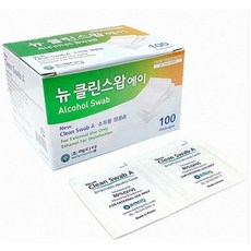 [뉴클린스왑에이] 알콜스왑 개별포장 소독용 알콜솜 최근생산, 100매