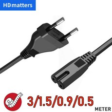 DJI 매빅 에어 2 2S PS4 PS5 Xbox TV용 유럽 전원 코드 유럽 비편광 IEC320C7CEE 716 AC 전원 케이블, 1) 0.9M, 1) 0.9M