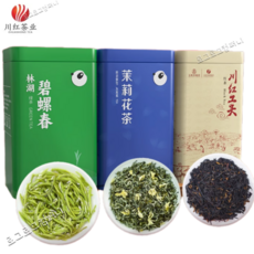 천홍차엽 림호 쿵푸홍차 벽라춘 말리화차 3종차 총450g 구량차세트, 1세트, 벽라춘+자스민차+쿵푸홍차