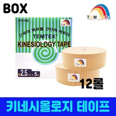 템텍스 키네시올로지 2.5cm 박스 스포츠 테이핑 키네시오로지 테이프 근육테이핑 무릎 손목 허리테이프, 베이지, 1개