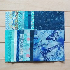 아이니들 퀼트 패치워크 수입원단패키지 20종 (15cmX15cm), 블루