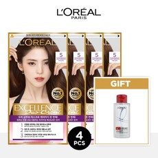 로레알파리 엑셀랑스 듀오크림 염모제 4개+본드리페어 트리트먼트 100ml, 4호 짙은 자연갈색