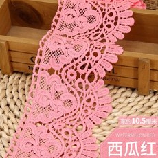면 레이스 원단 1 미터 중공 꽃 자수 수용성 리본 diy 의류 재봉 패브릭 블랙 화이트 수제 공예 테이프, 수박 빨간색