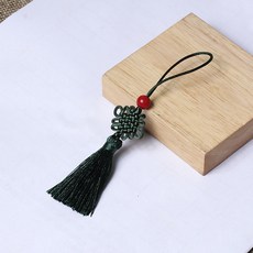 DIY 핸드메이드 7푸른 구름과 안개 위빙 라탄 사이즈 태슬 프린지 자 책갈피 펜던트 수염 숏, 다크그린 색깔 10스틱 미니 7푸른