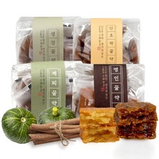 김규흔 한과 수제한입 미니약과 4종 총 400g(꿀+단호박+계피+생강), 10g, 40개