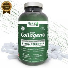 NAKA Pro 소 콜라겐 380캡슐 - 2000mg 장 및 관절 건강 - 피부 손톱용 펩타이드 캐나다산, 380정, 1개