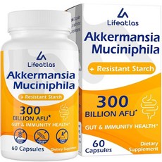 3000억 AFU Akkermansia Muciniphila - 여성 및 남성용 라이브 프로바이오틱스 GLP-1 소화 장 면역 전반적인 건강 장 소화 안감 기능 향상 6, 60 Capsules (Pack of 1)