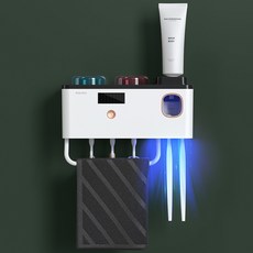 K-PAI 스마트 무선 자외선 칫솔 살균기 RA917 | 양치컵 & 수건걸이 포함 | 가정용 위생 관리, 2인용