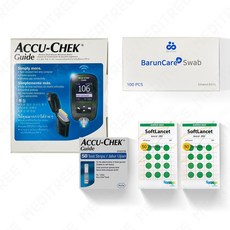 로슈 아큐첵 가이드 혈당계 + 시험지 50p + 호환침 100p + 솜 100p 세트, 1set, Accu-Chek Guide Set MG/DL SC