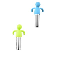 실리콘 캐릭터 휴먼 차 인퓨저, 블루+그린, 2개