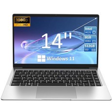 Molegar 노트북 14'' 8GB DDR4 512GB SSD 컴퓨터 Intel Celeron J4125 4M 캐시 최대 2.70 GHz Gemini Lake Windows, 단일, 단일