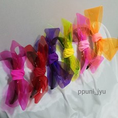 쁘니쥬 PVC 컬러 투명 긴꼬리 왕리본 여아 머리띠