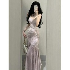 이브닝드레스 파티 연회 드레스 여름 프랑스 공주 빈티지 원피스 섹시한 넥 우아한 이브닝 여성 슬림 하이 스트리트 의류