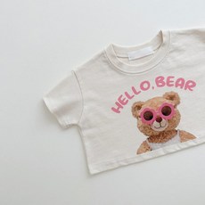 뽀뽀뽀 아동복 여아 선글베어 크롭티 키즈 아동 어린이 남아 여아 여름 반팔 티셔츠