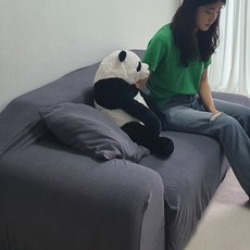 마켓헤라 2인용 쇼파 리폼 격자모양 천갈이 커버 딥그레이 소파커버 2인쇼파커버, 본 상품
