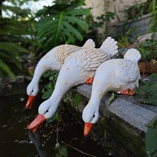 정원 연못 가드닝장식 오리모형 물오리 정원장식소품, S -23x19cm
