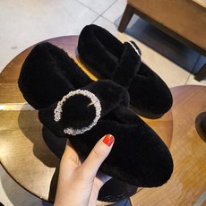 Dec.04 19번 면바가지신 여자 추동 흰색양털 통굽 털 로퍼 라지Z