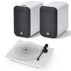 큐어쿠스틱 M20 HD + 프로젝트오디오 T1 Phono SB 액티브 스피커 + 턴테이블 세트 하이파이 패키지 (화이트)