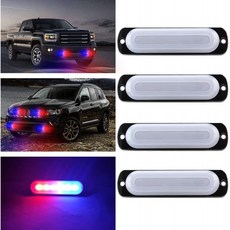 Sidaqi 4팩 뉴 6 LED Red&amp;Blue 비상 비콘 위험 경고 스트로브 플래시 라이트 바(방수 패드 포함) 12-24V 카 트럭 경찰용