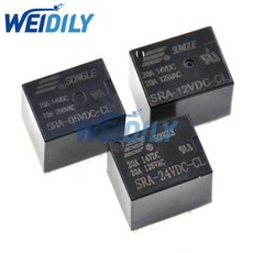 미니 파워 릴레이 5V 24V 12VDC 20A SRA-05VDC-CL 5 핀 SRA T74 자동차 개, 02 현재 범위 1, 1개