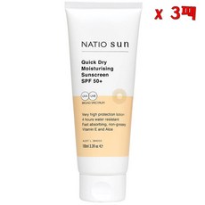 Natio Sun Quick Dry Moisturising Sunscreen SPF 50+ 100ml 나티오 썬 퀵 닥터 모이스춰라이징 썬크림 SPF 50+ 3팩