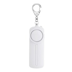 Keebright 휴대용 미니 경보기 130dB 경보음 LED 라이트 내장 여성 아이 노인용 호신용품 자기방어 알람 키링, ONESIZE, 화이트, 1개