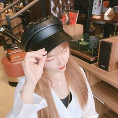 여성 가죽 pu 모자 헌팅캡 빵모자 패션 자외선 소두 대두 빅사이즈 여자 오버핏 베레모서양식 작은 향기 스