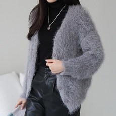 봉봉스토리 자로크 보송 솔잎 여성 가디건 루즈핏