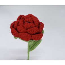 매이노 DIY 손뜨개 꽃 (꽃 완제품) 포장 꽃다발 만들기, 3개, 레드