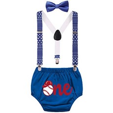 NMT 아기 소년 1 생일 의상 야구 테마 케이크 스매시 사진 촬영 세트 블루머 [One Size- 007 Royal Blue] - P0369084JR4J6W4