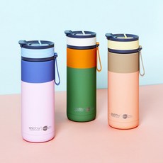 아소부 스테인레스 손잡이 빨대 세라믹 아스펜 보온보냉 텀블러, 파스텔그린, 600ml, 1개 파스텔그린, 600ml, 1개
