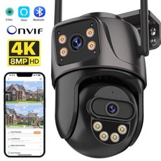 듀얼 렌즈 듀얼 스크린 IP 카메라 4K 8MP PTZ 와이파이 카메라 4MP HD 자동 추적 보안 보호 CCTV 감시 iCSee, 4MP Add 32G Card, 5) 4MP Add 32G Card EU 플러그, 5) 4MP Add 32G Card - EU 플러그
