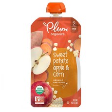 플럼 오가닉스 2단계 이유식 113g 12팩 고구마 애플 앤 콘 Plum Organics Baby Stage 2 Food Sweet Potato Apple and Corn, 12개
