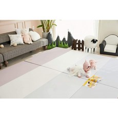 ALZIP MAT 에코 실리온 어반 접이식 아기 놀이 매트 에코 친화적 비독성 비슬립 역전 방수(SG (95x55인치) 그레이 핑크), 단일옵션