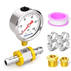 MEANLIN MEASURE 0-100Psi 스테인리스 스틸 글리세린 충전 압력 게이지 0.3cm(1/8인치) NPT 3.8cm(1.5인치) 페이스 다이얼 1cm(3/8인치) 라 - 글리세린