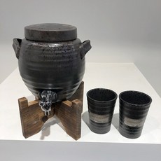 술 항아리 디스펜서 저장고 와인 막걸리 인테리어 일본식 전통 숙성 도자기, 2. 기본형+컵 2개, 1개