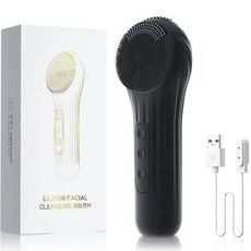 진동클렌저 실리콘 브러시 전동 세안기 진동브러쉬 진동클렌징 전동클렌저 소닉 페이셜 클렌징 브러시 방수 전기 클리너 딥 클리닝 각질 제거 진동 충전식 페이스 클렌저, 1) Black, 없음