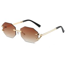 거리 장식 투명 무테 직사각형 선글라스 UV400 여행 야외 쉐이드 안경 운전, brown, 1개
