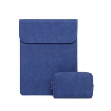 Asus Zenbook 14 인치 노트북 가방 케이스 매트 스웨이드 광택 PU 가죽 자석 플립 슬리브 충전기 가방 보호 커버, 매트 블루, 14인치