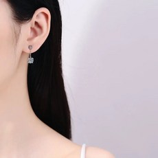 모이사나이트 이어링 반짝이는 풀 인조다이아몬드 후프 귀걸이 완벽한 랩 다이아몬드 스털링 실버 925 쥬얼리 GRA 6.6 7.2 캐럿 4mm