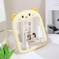 미니 메이크업 거울 곰 귀 아름다운 수조 거울 여성 미용 편리한 장식 거울 메이크업 신제품, beige