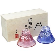 TOYO-SASAKI GLASS 東洋佐佐木 日本製招福系列富士山對杯/酒杯 35ml 木箱入, 6.7 x 6.7 x 4.6cm, 1組