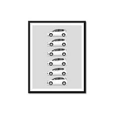 혼다 시빅 Si 인스파이어드 포스터 프린트 벽 아트 핸드메이드 오브 더 스포츠 인젝티드 SiR 세대 역사 진화 17x22 프레임 없음 메탈릭 페이퍼, Satin Paper, 11x14