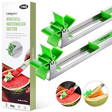 [2 팩] Watermelon 풍차 절단기 - 스테인레스 스틸 풍차 수박 커터 멜론 절단기 및 Hapu 삽 과일 샐러드 풍차 모양 도구, 본상품